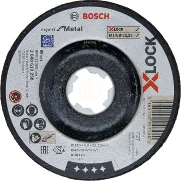 Bosch X-Lock Metal Taşlama Diski Expert For Metal Bombeli 115x22,23x6,0 mm (A 30 T BF) - 2608619258