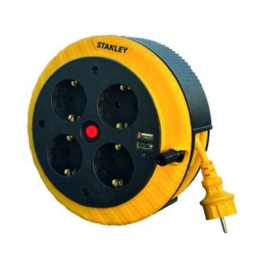 Stanley IP20 Kompakt Serisi 4 Soketli 5 Metre Makaralı Kablo 2,1A USB'li 3x1.5 mm H05VV-F
