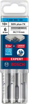 Bosch Kırıcı Delici Uç SDS-Plus-7X Expert 6x115 mm (10 Adet) - 2608900159