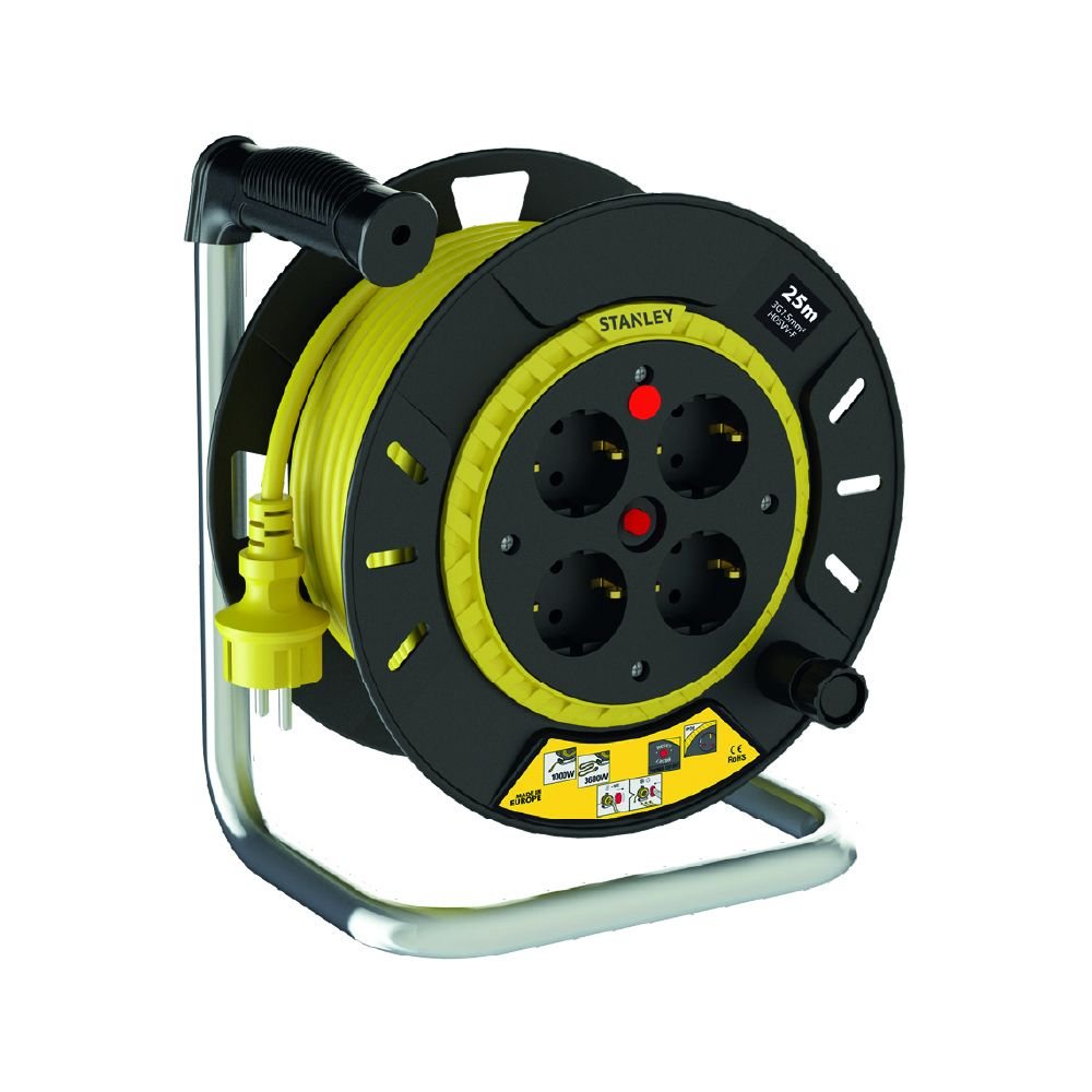 Stanley IP20 Optimal 4 Soketli 25 Metre Makaralı Kablo 3x1.5 mm H05VV-F