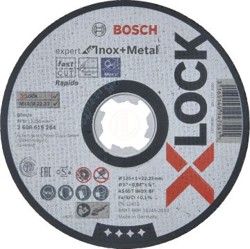 Bosch X-Lock Inox Kesme Diski Expert For Inox + Metal Düz 125x22,23x1,0 mm (AS 60 T INOX BF) - 2608619264