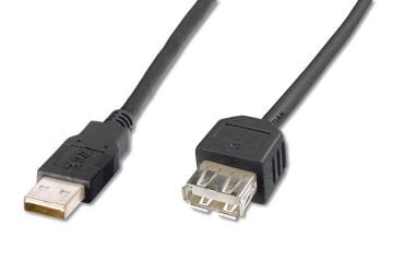 Assmann Usb 2.0 Uzatma Kablosu, Usb A Erkek - Usb A Dişi, 1.80 Mt, Awg 28, Siyah Renk