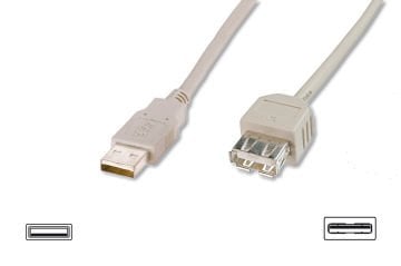 Assmann Usb 2.0 Uzatma Kablosu, Usb A, Erkek - Usb A Dişi, Awg 28, 3 Mt, Usb 2.0 Uyumlu, Ul, Bej Renk