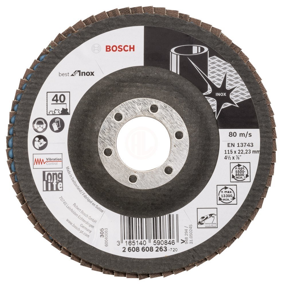 Bosch Zirkon Flap Zımpara Diski X581 Best For Inox Bombeli 115x22,23 mm 40 Kum - 2608608263