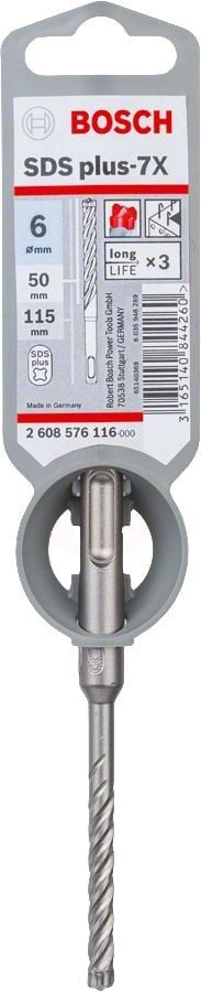 Bosch SDS Plus-7X Kırıcı Delici Uç 6,0x115 mm (1 Adet) - 2608576116
