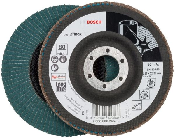 Bosch Zirkon Flap Zımpara Diski X581 Best For Inox Bombeli 115x22,23 mm 80 Kum - 2608608265