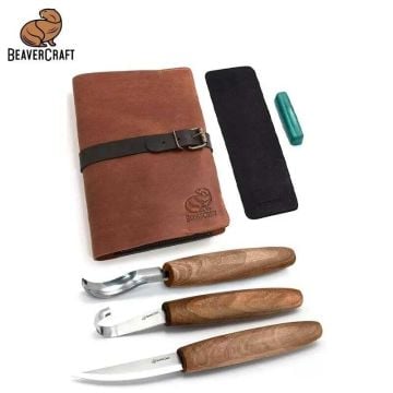 BeaverCraft S14X Premium Ceviz Saplı Ahşap Kaşık Oyma Seti, 6 Parça