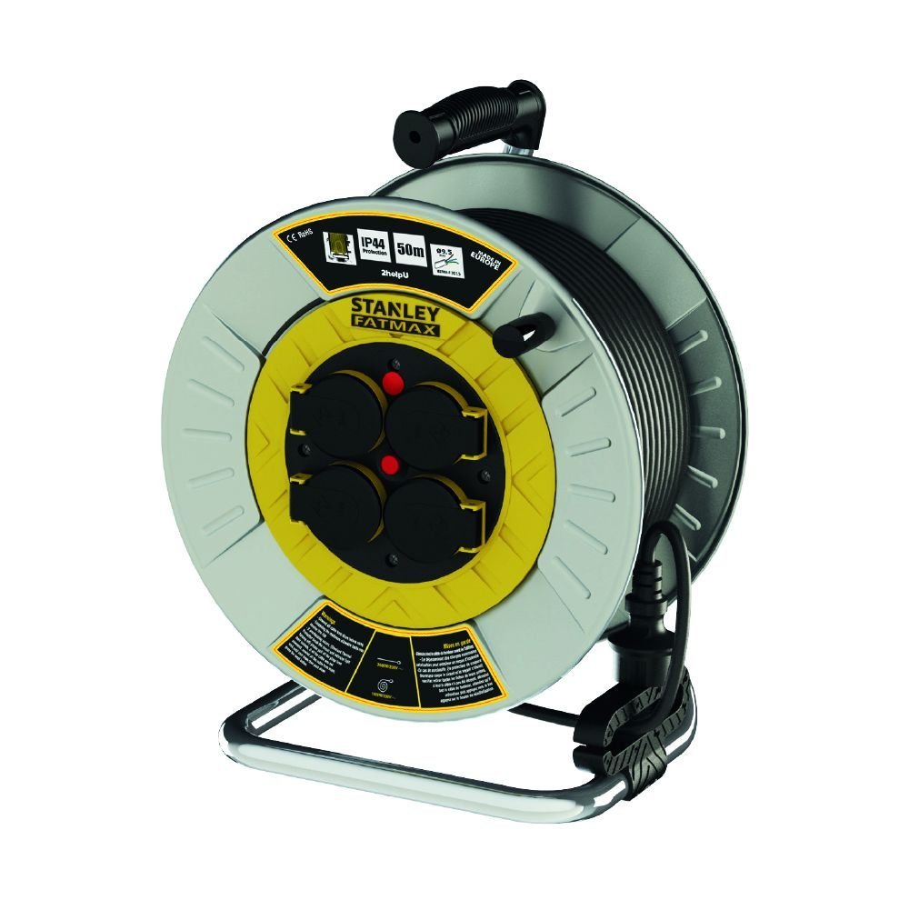 Stanley IP44 Metal 4 Soketli 25 Metre Makaralı Kablo 3x2.5 mm H07RN-F