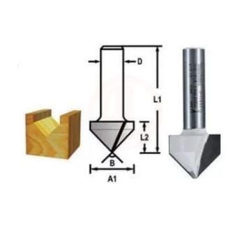 Makita Freze Ucu Dalma V Kanal Bıçağı (Çift Bıçak) 6x12,7x44,7 mm (D-47868)