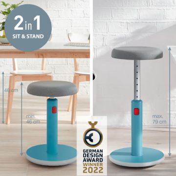 Leitz Ergo Active Ayaklı Tabure 2'Si 1 Arada, , Sit Stand Stool, 65180061, Mavi