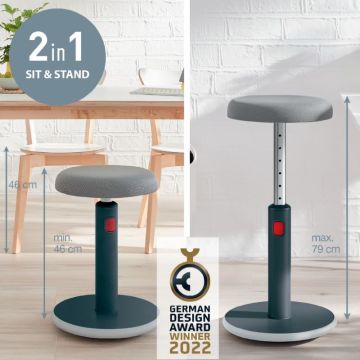 Leitz Ergo Active Ayaklı Tabure 2'Si 1 Arada, Sit Stand Stool, 65180089, Gri