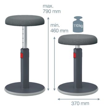 Leitz Ergo Active Ayaklı Tabure 2'Si 1 Arada, Sit Stand Stool, 65180089, Gri