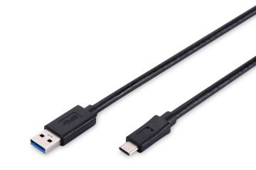 Assmann Usb Tip C Bağlantı Kablosu, Usb Tip C Erkek (Usb 3.1) - Usb Tip A Erkek (Usb 2.0), 1.8 Mt, Awg 24/28, 2X Zırhlı, Ul, Nikel Kaplama, Siyah Renk, High-Speed