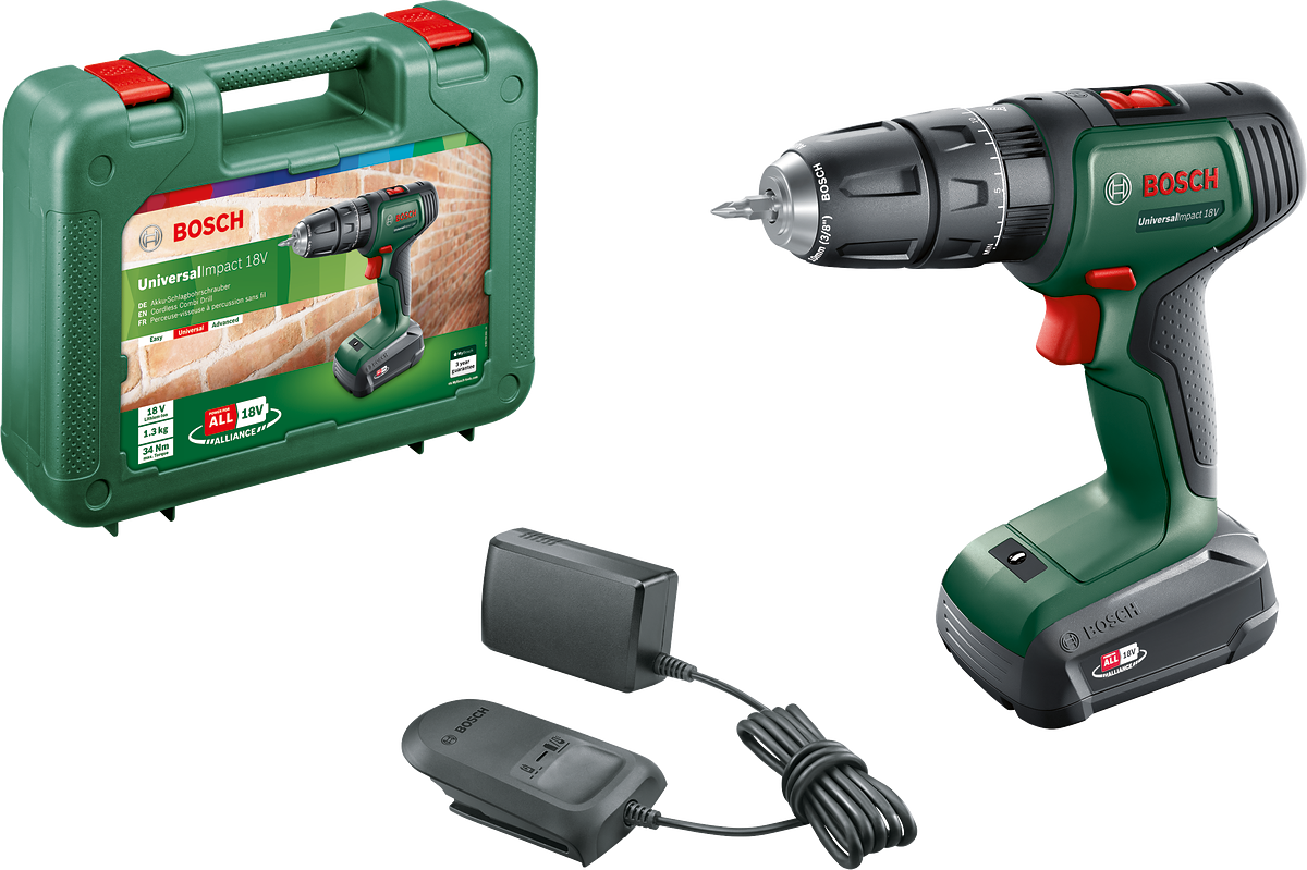 Bosch Akülü Darbeli Vidalama Matkabı UniversalImpact 18V (1 x 1,5 Ah Akü) - 06039D4101