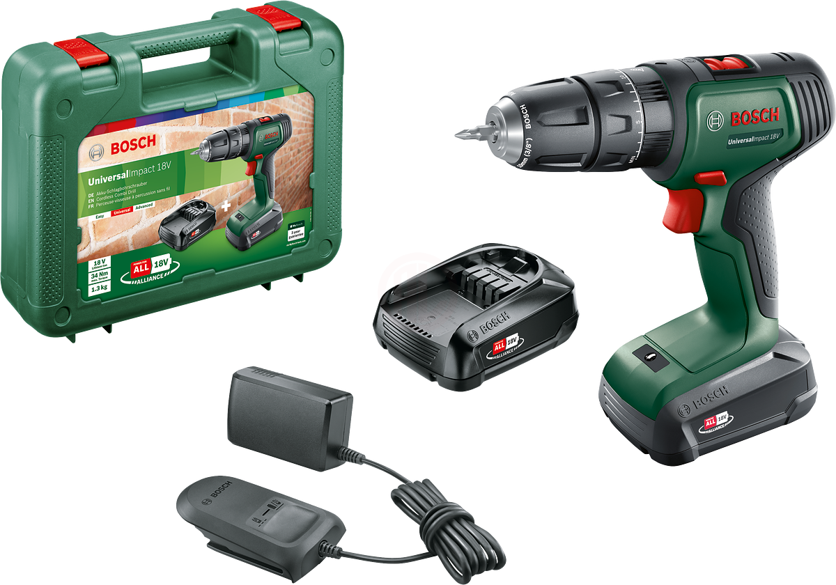 Bosch Akülü Darbeli Vidalama Matkabı UniversalImpact 18V (2 x 1,5 Ah Akü) - 06039D4102