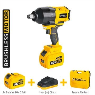 SGS Darbeli Somun Sıkma Seti 1200 Nm Tork 3/4” 1*6.0 Ah (Kömürsüz Motor)