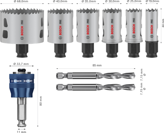 Bosch Aksesuar PRO Multi Material PC-Plus Delik Açma Testeresi Set 9 lu