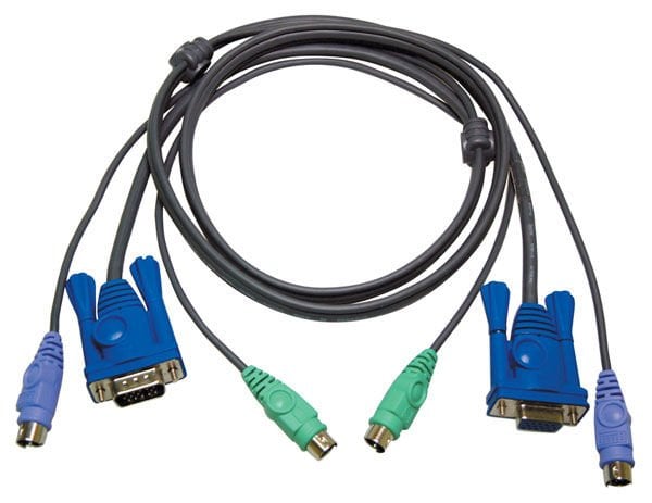 Aten Ps/2 Kvm Kablosu, Vga Monitör 15 Pin Hdb Dişi, Ps/2 Klavye 6 Pin Mini-Dın Erkek, Ps/2 Mouse 6 Pin Mini-Dın Erkek Vga Monitör 15 Pin Hdb Erkek, Ps/2 Klavye 6 Pin Mini-Dın Erkek, Ps/2 Mouse 6 Pin Mini-Dın Erkek, 1.80 Mt
