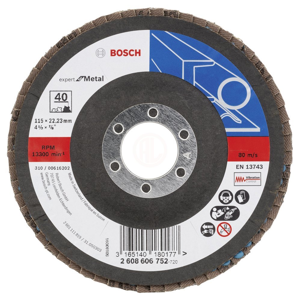 Bosch Zirkon-Alox Flap Zımpara Diski X551 Expert For Metal Bombeli 115x22,23 mm 40 Kum - 2608606752