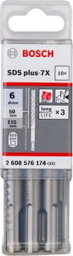 Bosch SDS Plus-7X Kırıcı Delici Uç 6,0x115 mm (10 Adet) - 2608576174