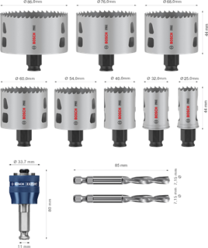 Bosch Aksesuar PRO Multi Material PC-Plus Delik Açma Testeresi Set 11 li