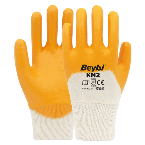 Beybi KN2 3/4 Nitril Kaplı Pamuk Eldiven Sarı No 9
