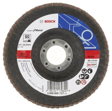 Bosch Zirkon-Alox Flap Zımpara Diski X551 Expert For Metal Bombeli 125x22,23 mm 60 Kum - 2608606717