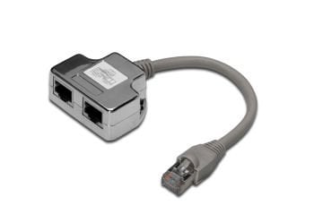 Assmann Digitus Cat. 5E Patch Kablo Adaptörü, Zırhlı/Shielded, 2 X Rj45 Dişi 1 X Rj45 Erkek, Kablo Mesafesi 0.19 Mt