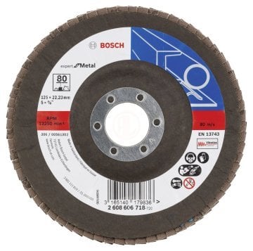 Bosch Zirkon-Alox Flap Zımpara Diski X551 Expert For Metal Bombeli 125x22,23 mm 80 Kum - 2608606718