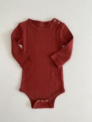 Kızıl Kahve Fitilli Modal Uzun Kol Body
