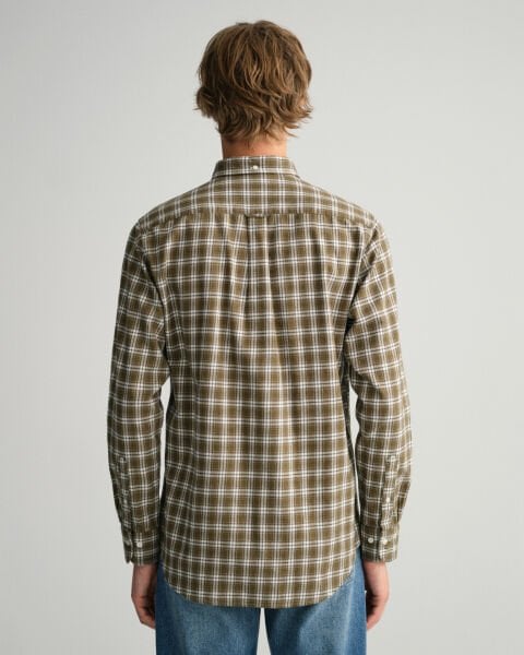 GANT REGULAR CHECKED FLANEL SHIRT GRN M