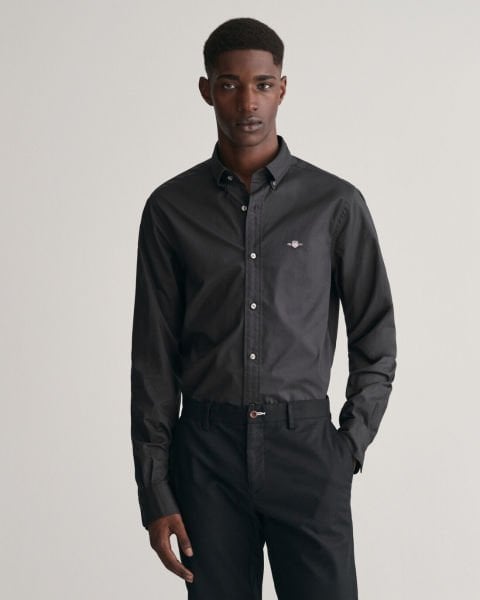 GANT FIT POPLIN SHIRT BLK M