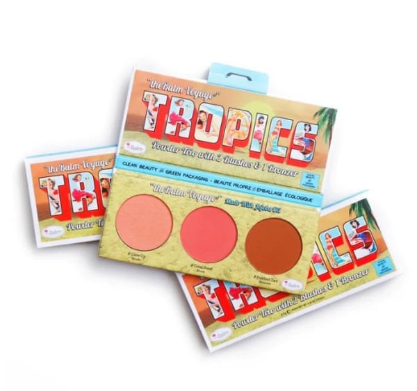 THEBALM THEBALM VOYAGE TROPICS (POWDER TRIO WITH 2 BLUSHES & 1 BRONZER)