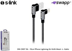 S-LINK SWAPP SW-C657 3A - 15CM İPHONE LIGHTNING GRI KILIFLI METAL