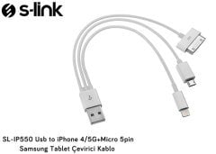 S-link SL-IP550 Usb to iPhone 4/5G+Micro 5pin (2 Adet)