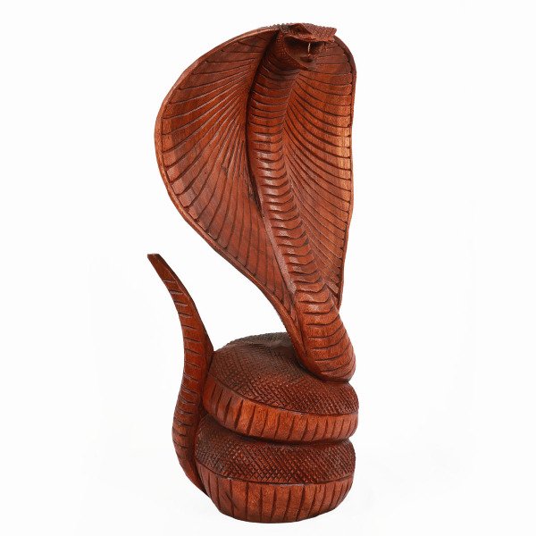 AHŞAP EL YAPIMI KRAL KOBRA  HEYKEL/ BİBLO,40 CM