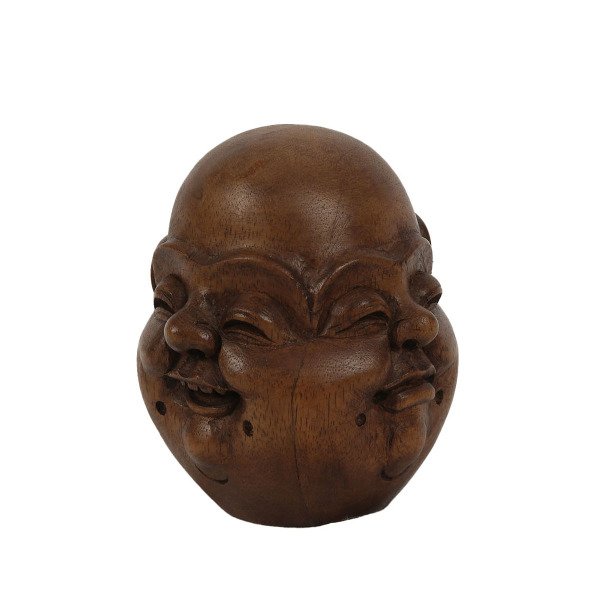 MİNDİ AĞACI EL YAPIMI 4 YÜZLÜ BUDDHA KAFASI 14 CM