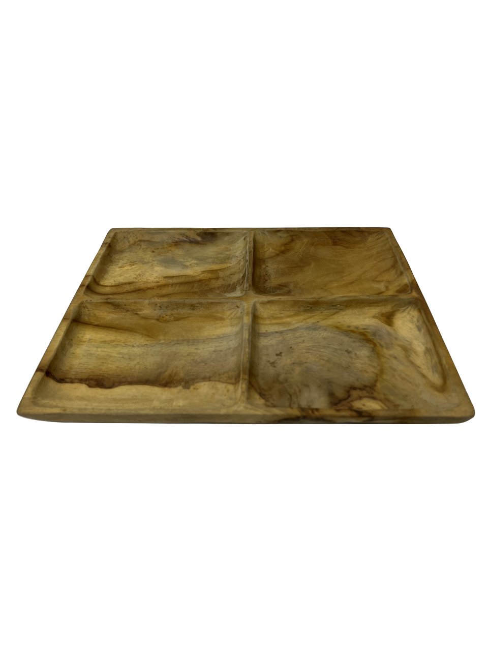 TEAK AĞACI EL YAPIMI 4 BÖLMELİ SERVİS VE SUNUM TABAĞI 24*21CM