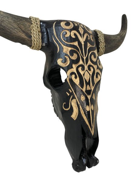 AHŞAP EL YAPIMI BUFALO KAFASI DUVAR DEKORU 67*45CM