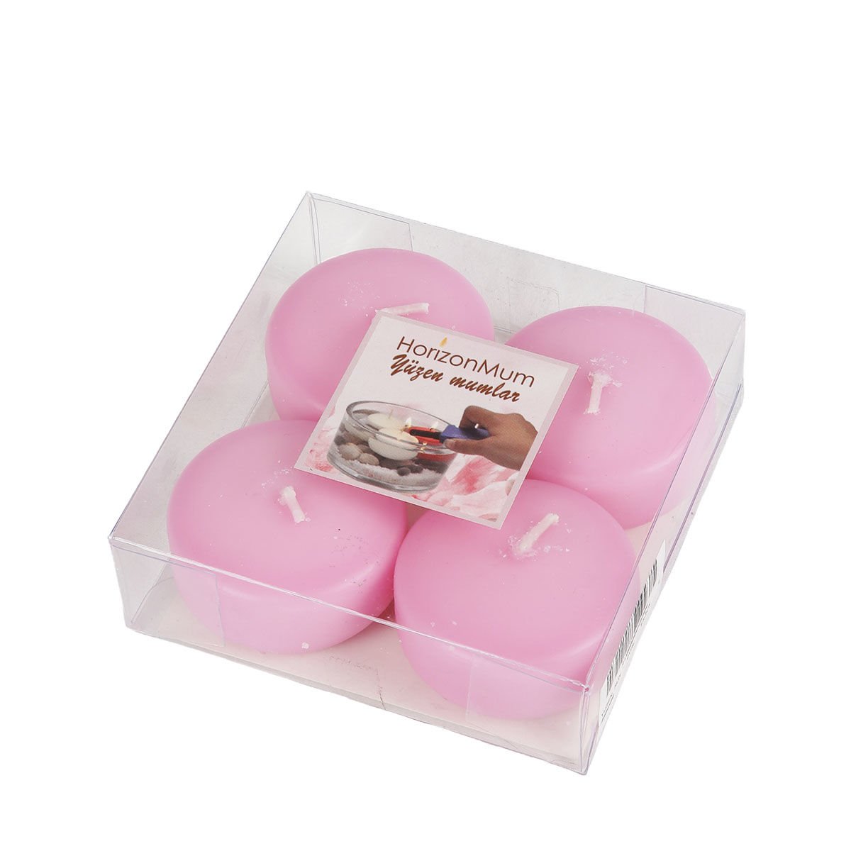 PEMBE 4'LÜ YÜZEN MUM