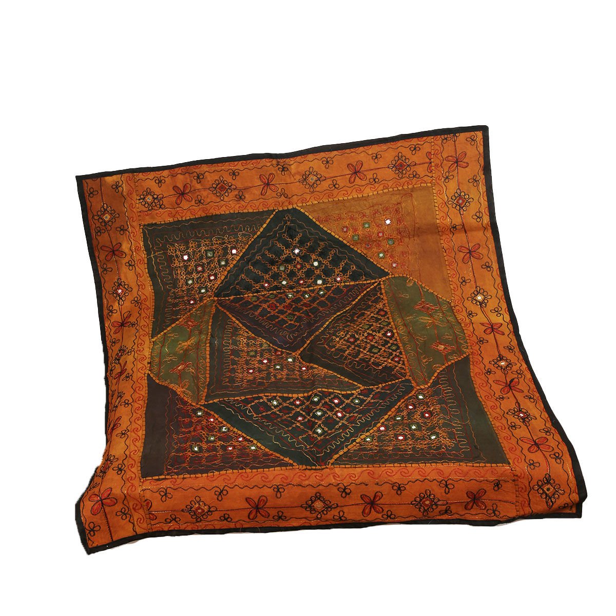 AYNALI PATCHWORK MEDİTASYON ÖRTÜSÜ / HİNDİSTAN EL İŞİ  117*140 CM