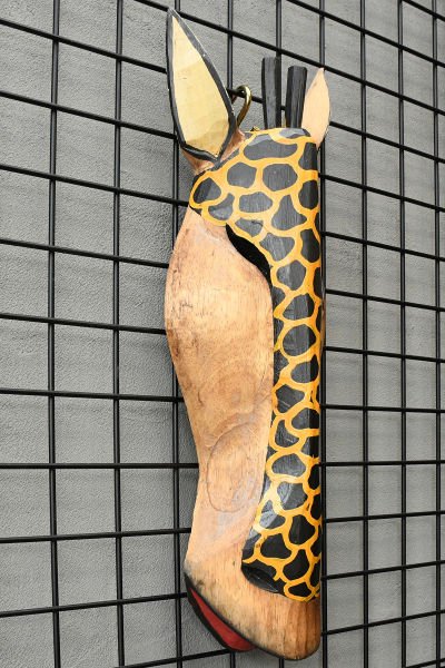 AHŞAP EL YAPIMI ZÜRAFA MASK / DUVAR DEKORU 50CM