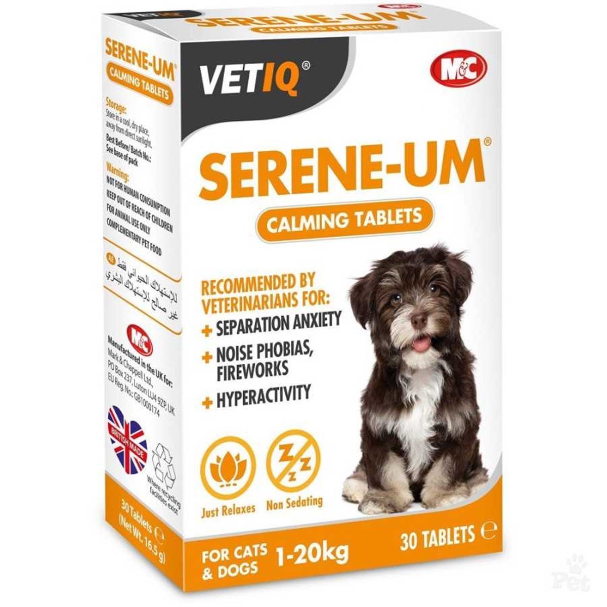 Vetiq Serene-Um Kedi Ve Köpekler için Sakinleştirici Tablet 30 Adet