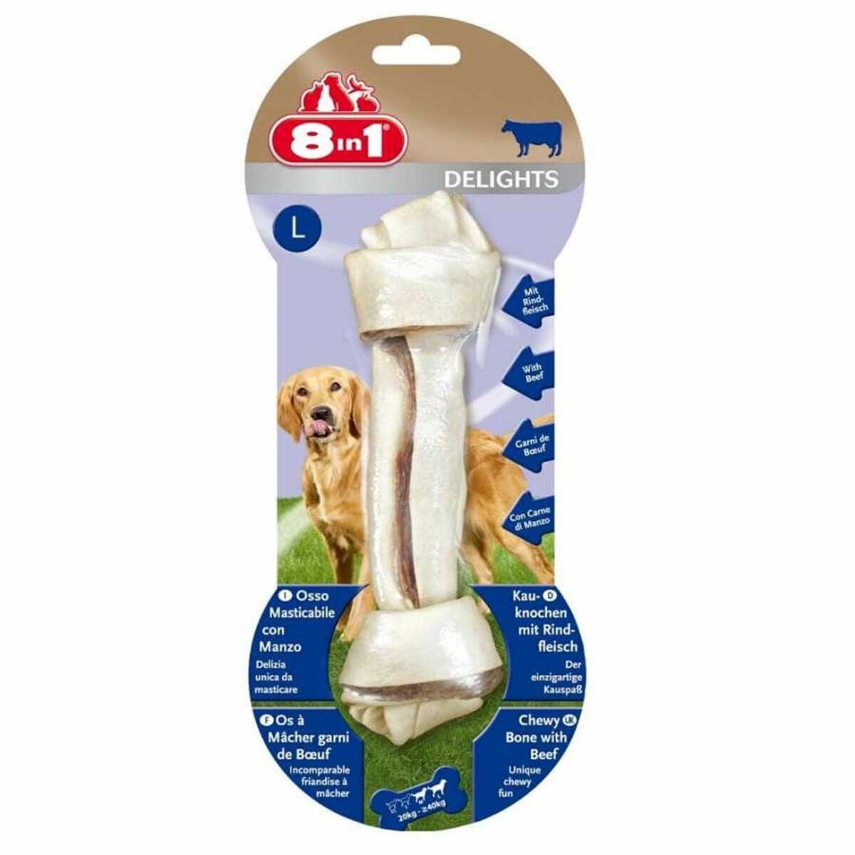 8in1 Delights Bones Biftekli Köpekler İçin Ağız Bakım Kemiği Large