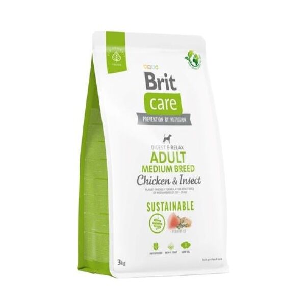 Brit Care Sustainable Medium Orta Irk Tavuklu Böcekli Yetişkin Köpek Maması 3 kg