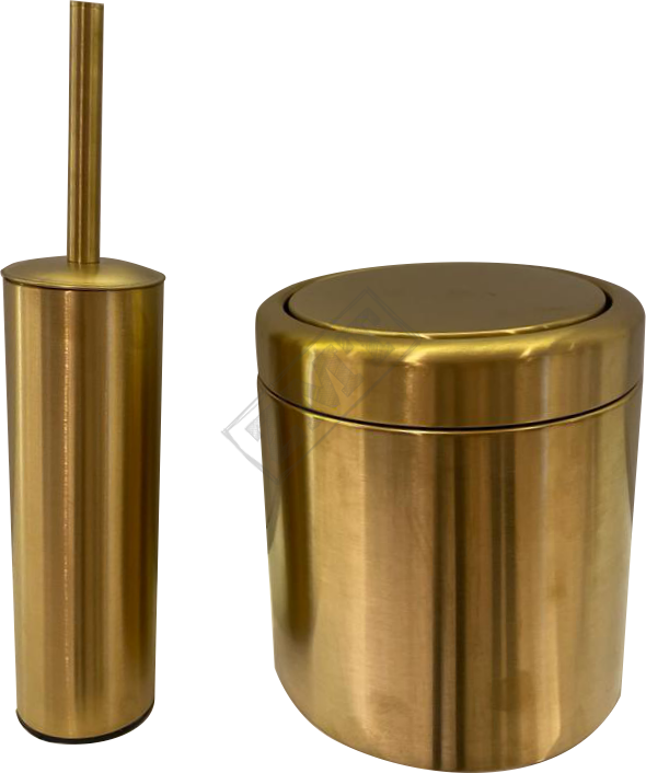 Steltek Gold Set Klozet fırçası ve Çöp Kovası