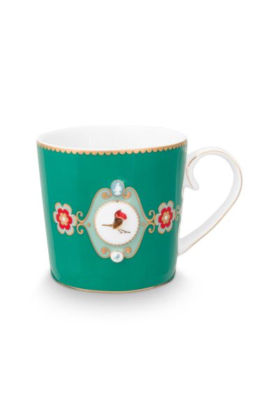 Love Birds Yeşil Madalyon Desenli  Küçük Mug 150 ml