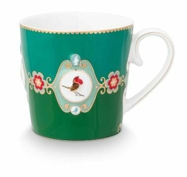 Love Birds Yeşil Renkli Madalyon Desenli Mug 250 ml