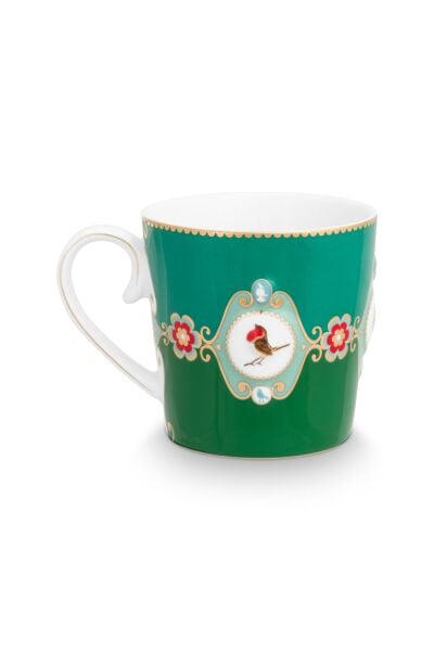 Love Birds Yeşil Renkli Madalyon Desenli Mug 250 ml