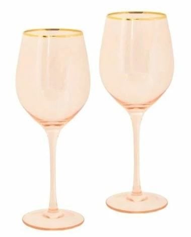 Wine Glass Rose Crystal - Set of 2